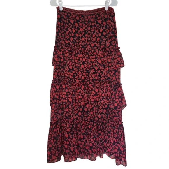 Chelsea and Violet Ruffled Tiered Floral Print Skirt Size Large - Picture 3 of 4